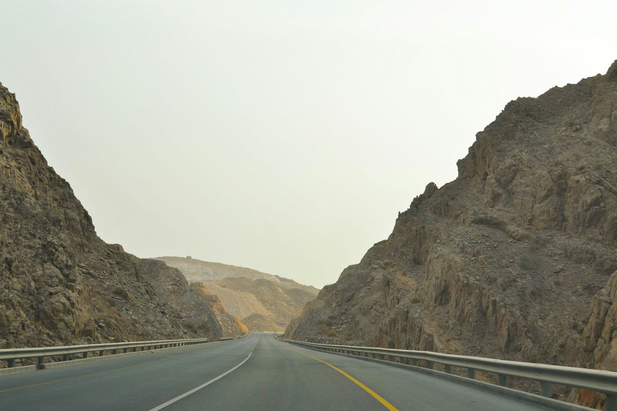 Road through mountains near Muscat, Oman